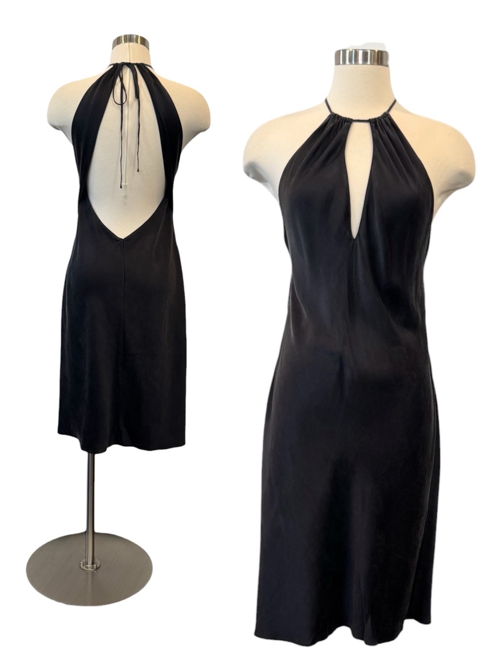 Y2K Victoria’s Secret 100% Silk Black Halter Keyhole Vintage Bias Slip Dress M